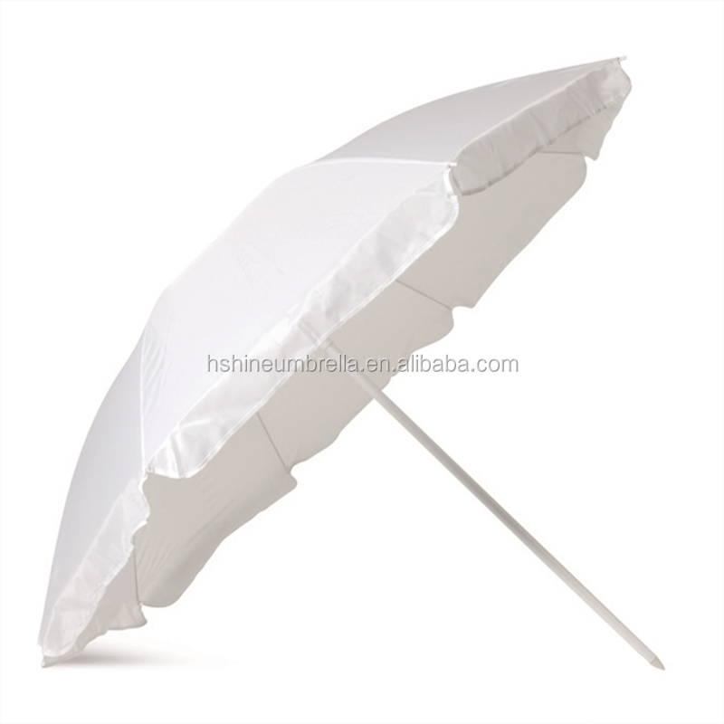 6foot portable 100% polyester white outdoor beach umbrella