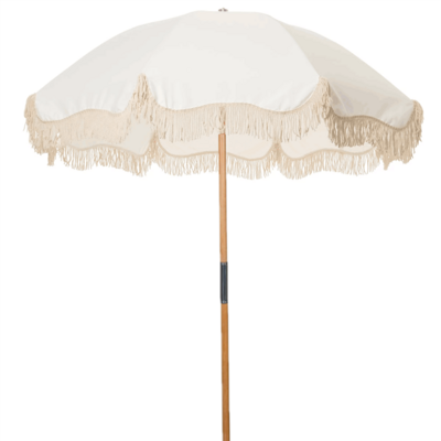 Outdoor Luxury  Wooden Pole tassels beach umbrella with fringe