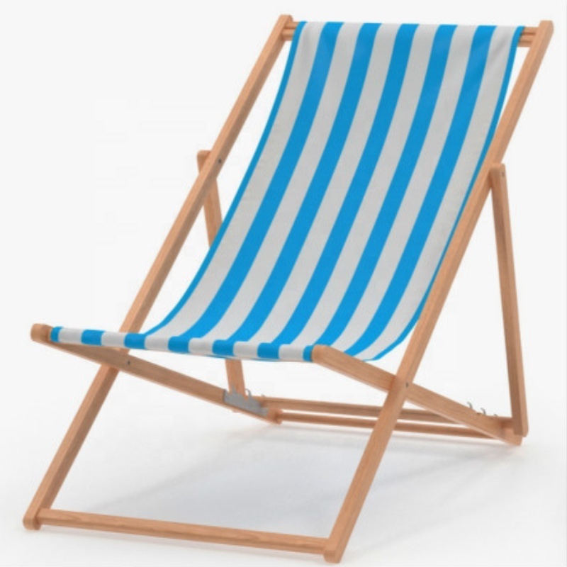 Outdoor premium travel chair Portable wooden Sling Reclining Beach Chair