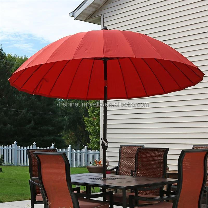 9ft stainless steel 24ribs outdoor parasol wind resistant garden umbrella