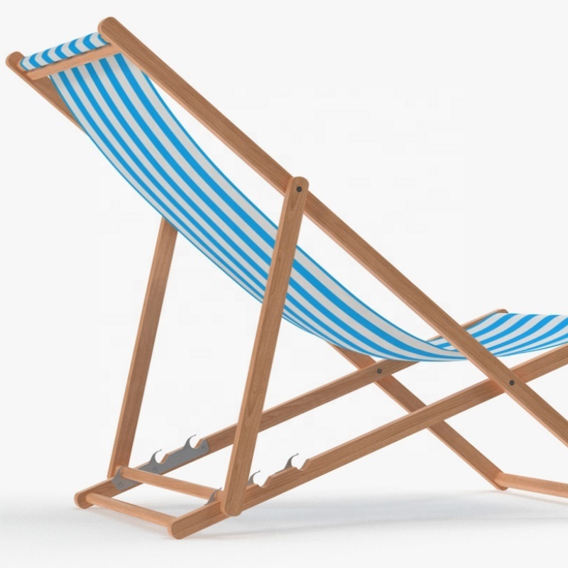 Outdoor premium travel chair Portable wooden Sling Reclining Beach Chair