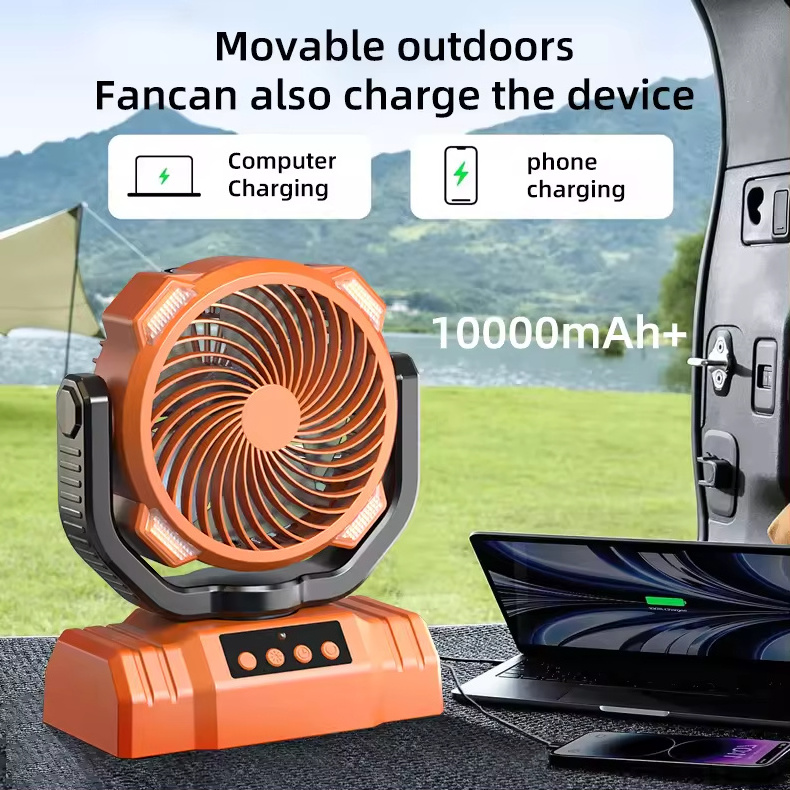 HOULI 2024 desk led light charger outdoor camping fan 16 inch price rechargeable 10000mah house fan electric