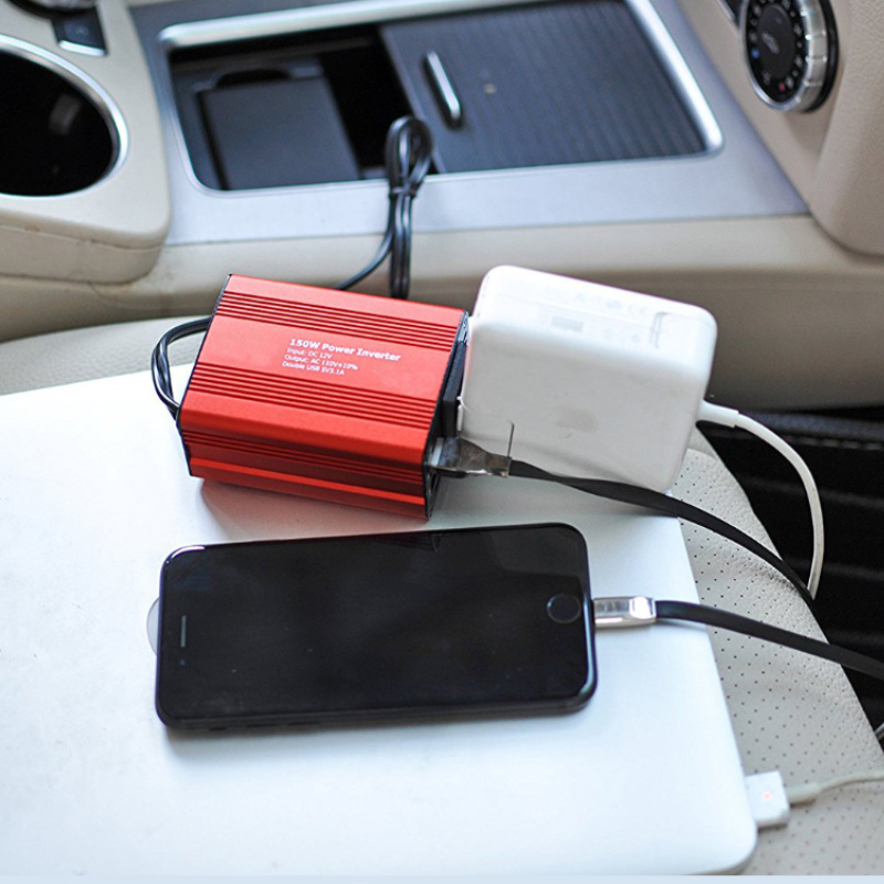 HOULI Dual USB 5V 2.1A charger DC 12V to AC Cigarette Lighter Plug 150 watt 300W Car Power Inverter 150W Phone Adapter