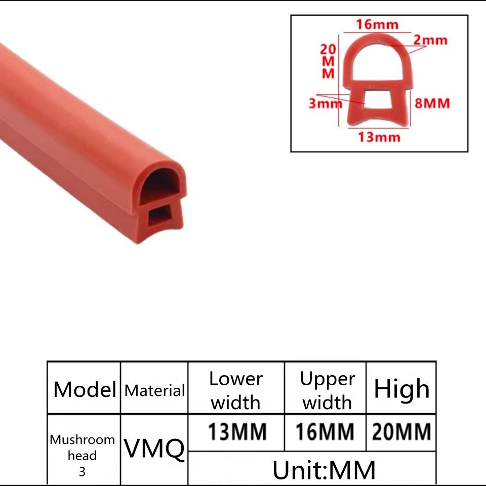 Mushroom head 13*16*20 special-shaped rubber strip red silicone seal