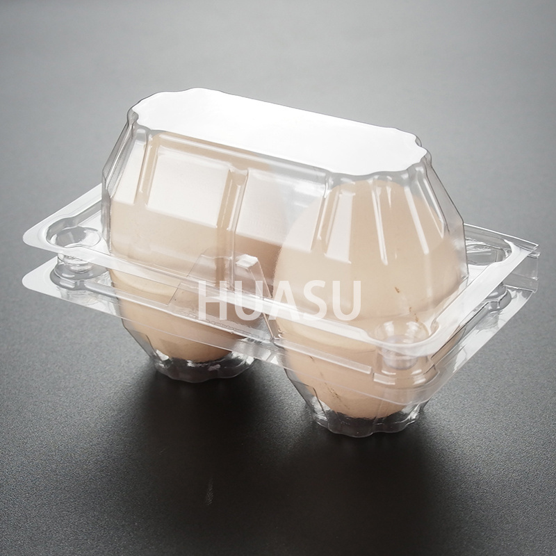 Hot Selling Transparent Plastic Flip Cover 2 Grid Egg Carton Chicken Egg Tray Storage Box