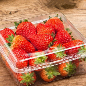 Eco-friendly custom vented clear plastic strawberry packaging box 250g 500g fresh fruit clamshell container rpet punnets