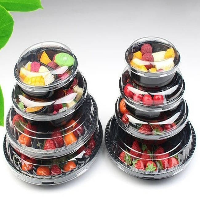 Factory Supply fruit packaging box  plastic sectional compartment plastic salad food container