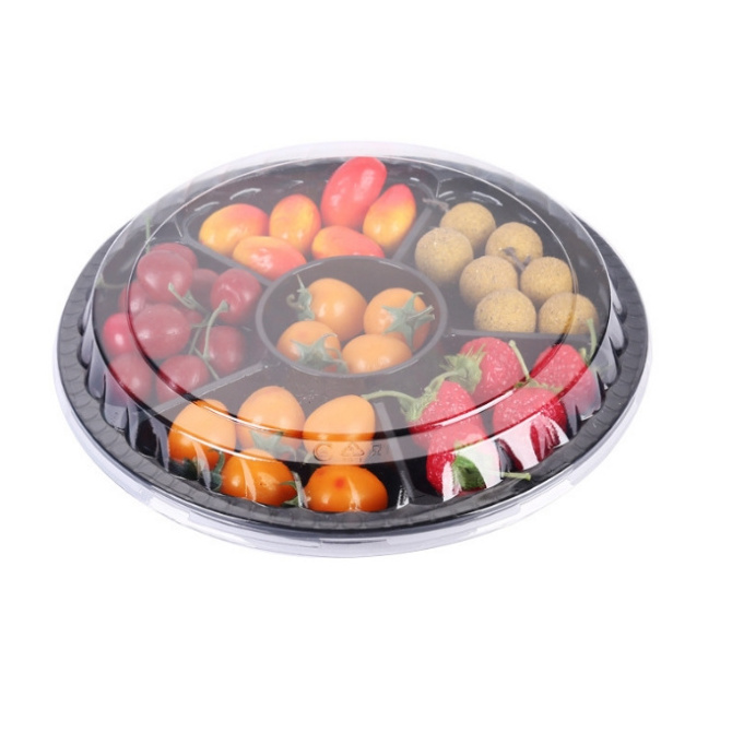 Factory Supply fruit packaging box  plastic sectional compartment plastic salad food container