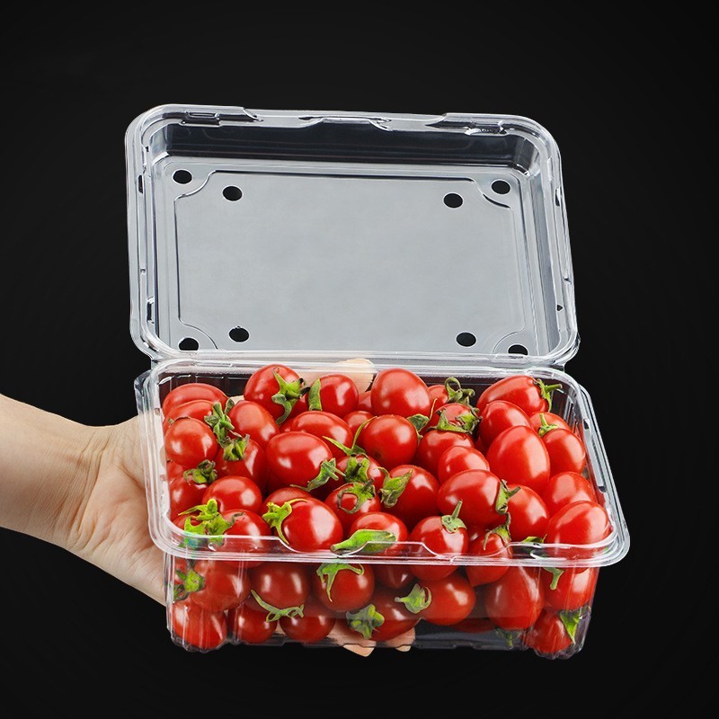 Eco-friendly custom vented clear plastic strawberry packaging box 250g 500g fresh fruit clamshell container rpet punnets