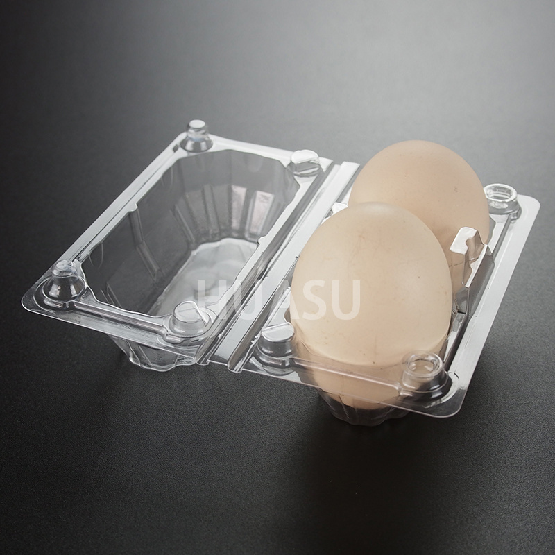 Hot Selling Transparent Plastic Flip Cover 2 Grid Egg Carton Chicken Egg Tray Storage Box