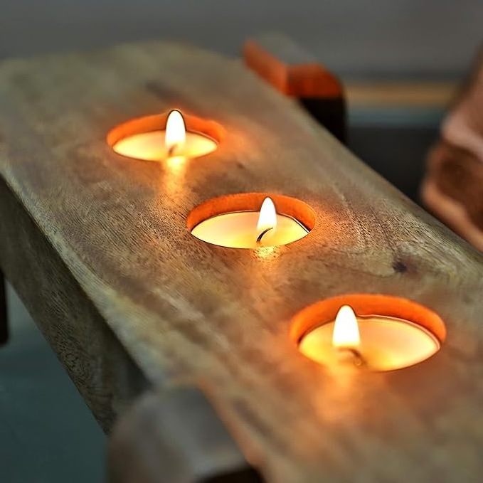 New Design home Decor Wooden Candle Stand 3 Holes Candle Holder Rustic Decoration For Home