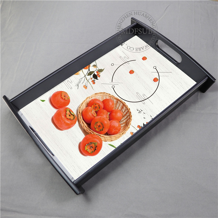 MDFSUB New Food Blank The Large Size Bulk Wood Wholesale Printable MDF Wooden Serving Tray With Handles