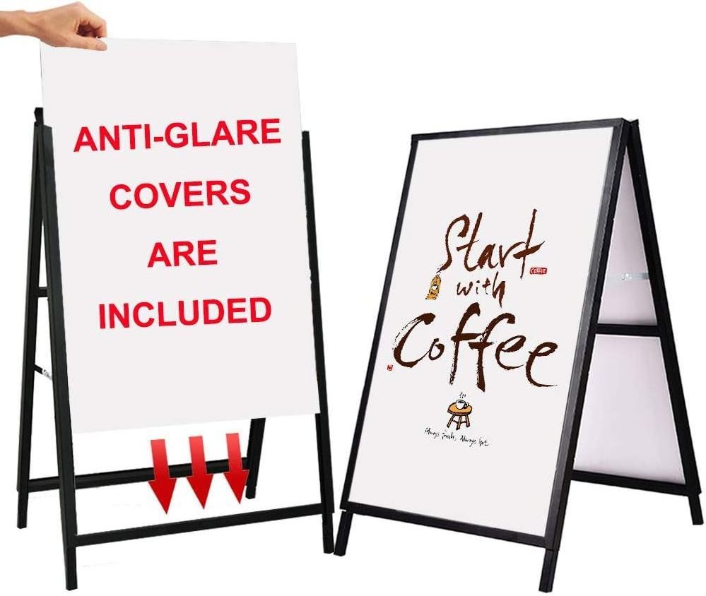 Sandwich Board 24x36 Inches Slide-in A Frame Double Sided Picture Poster Advertising Display Board Sidewalk Pavement Sign Holder