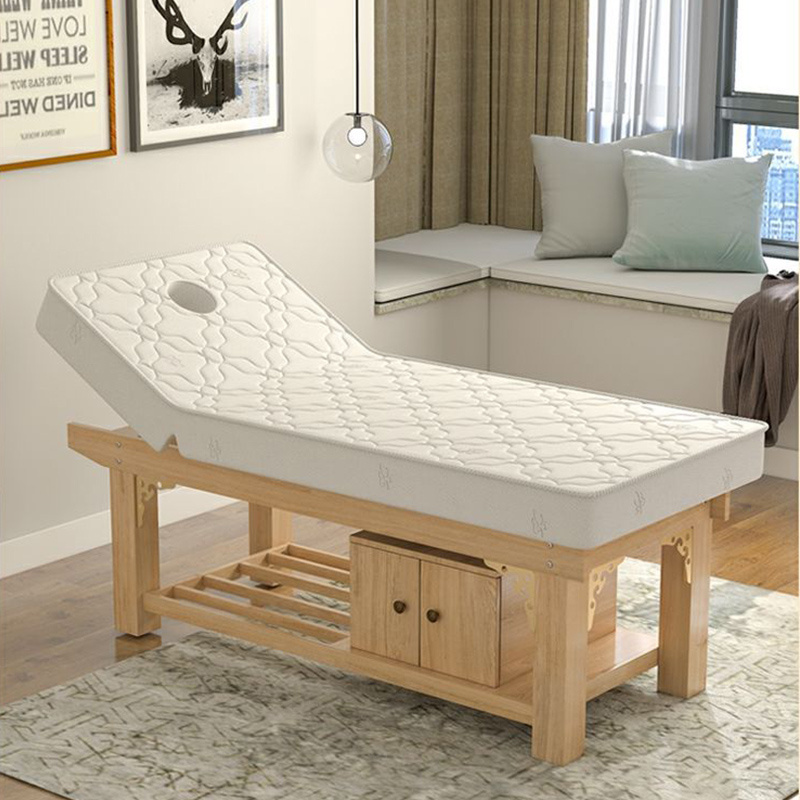 Wholesale solid wood beauty bed multifunctional head treatment bed physiotherapy massage bed with hole for beauty salon