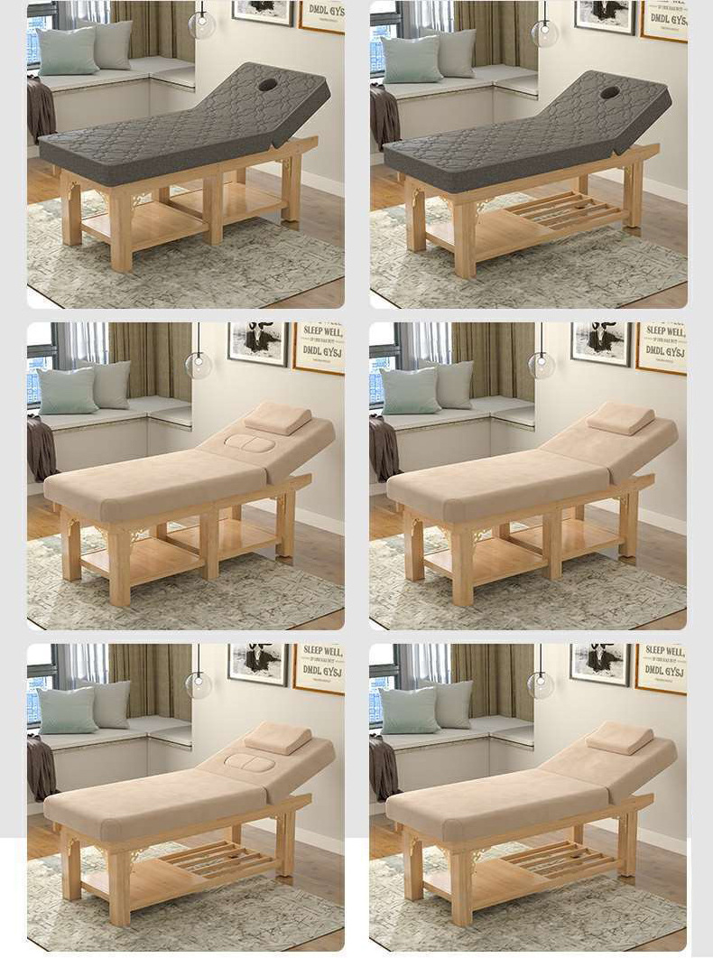 Wholesale solid wood beauty bed multifunctional head treatment bed physiotherapy massage bed with hole for beauty salon