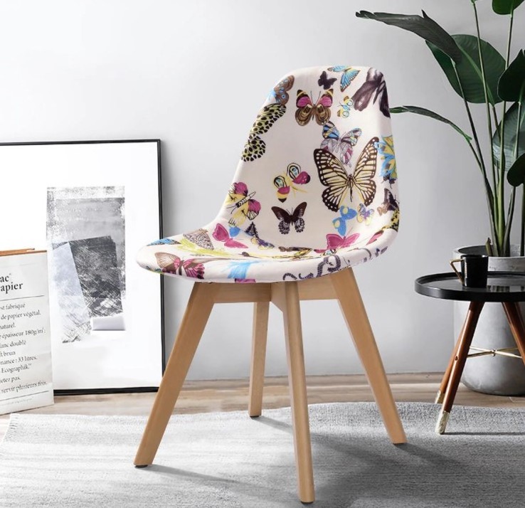 Cheap price Haosi Cover fabric Back And Seat Classic Bentwood Patchwork Dining Chairs modern dinning chair With Wood Legs