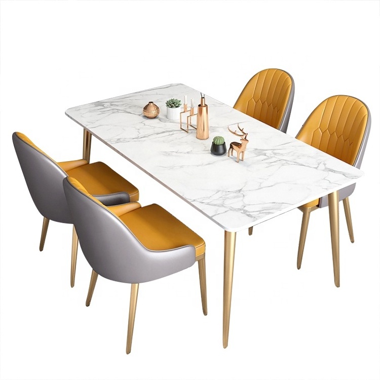 Hot selling black white dining room furniture modern marble luxury dining table and chair set dining tables