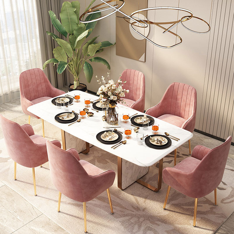 Haosi Wholesale Modern Design Fabric Furniture Velvet Upholstered Restaurant Dining Chairs with Metal Legs