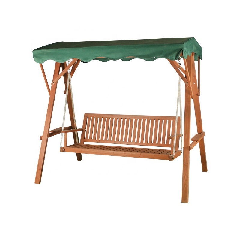 Outstanding quality wood garden swing bench antique wooden swing with green shed frame