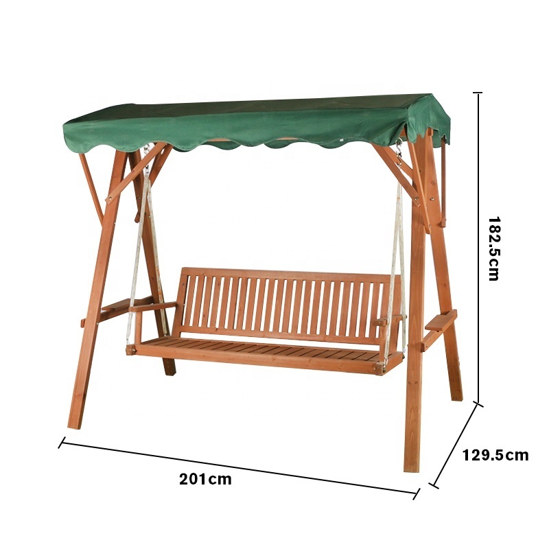 Outstanding quality wood garden swing bench antique wooden swing with green shed frame