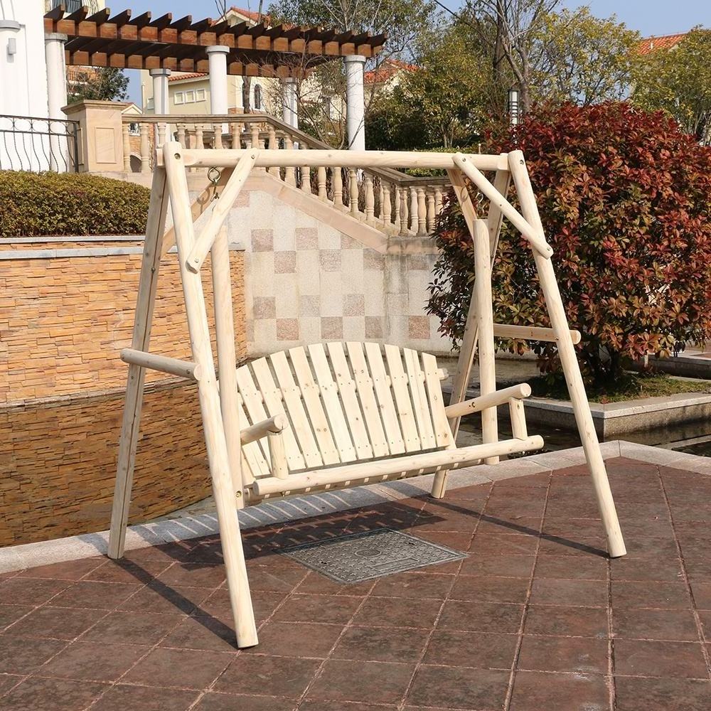 Good quality natural wood swing outdoor individual package china fir wooden swing bench