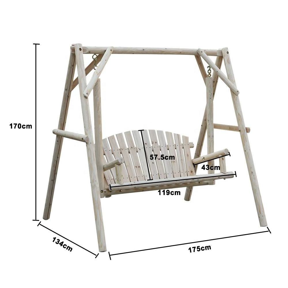 Good quality natural wood swing outdoor individual package china fir wooden swing bench