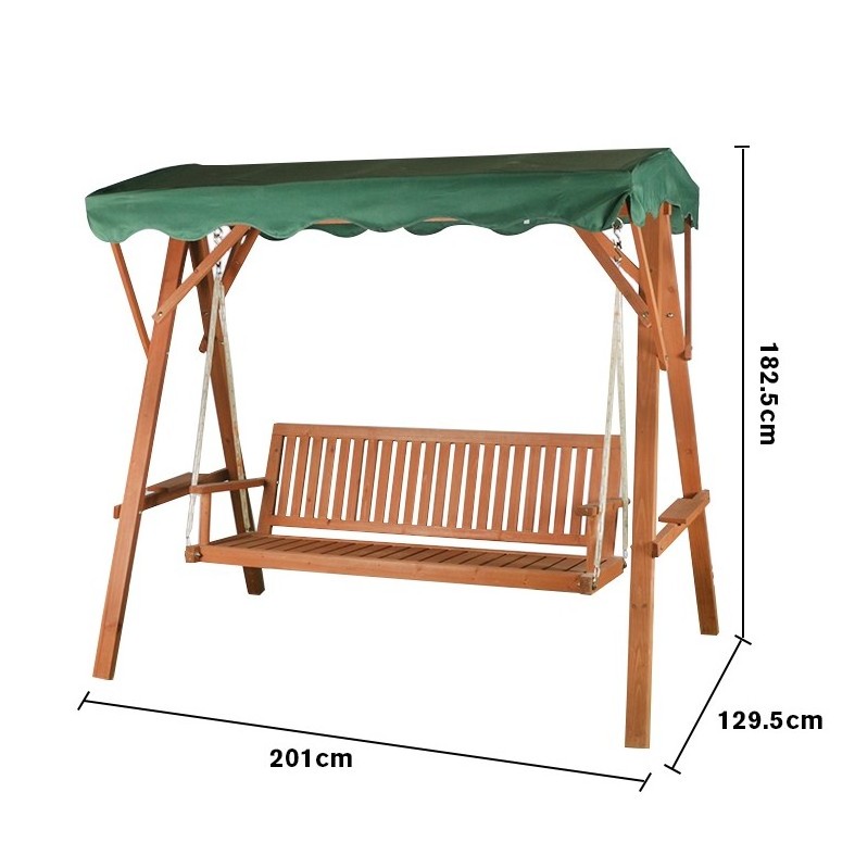 Quality assurance outdoor adult patio swing china fir wooden 2 seat covered swing