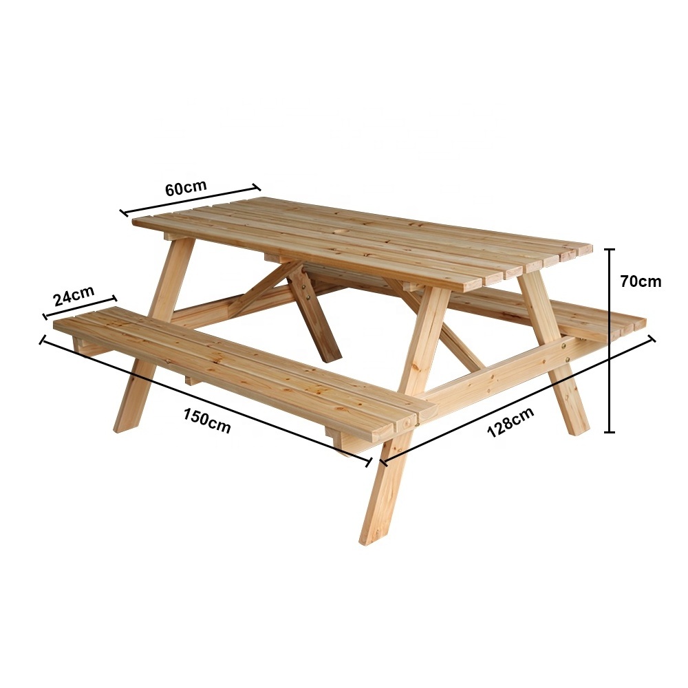 High Quality 5Ft Outdoor Garden Wooden Picnic Bench Table Patio Furniture Outdoor Picnic Table