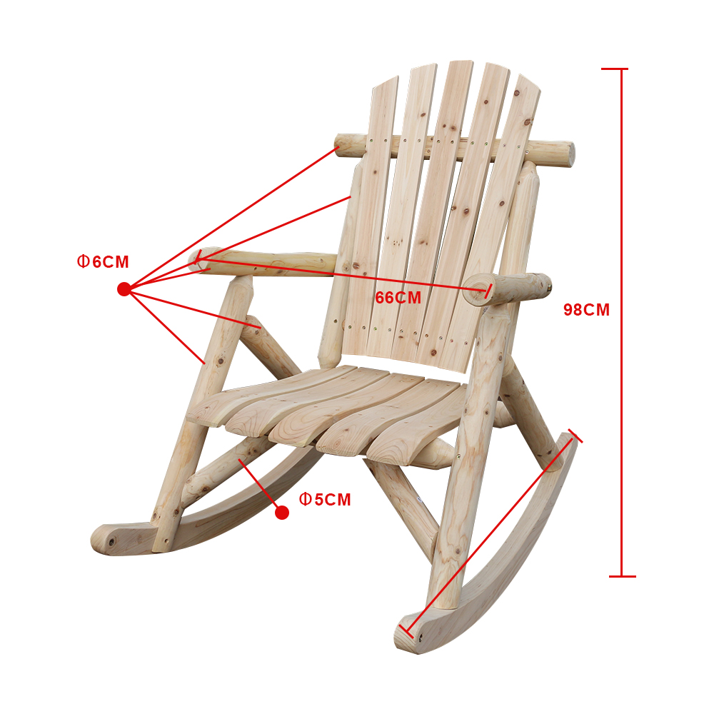 Quick delivery wooden log rocking chair portable adirondack style rocking chair