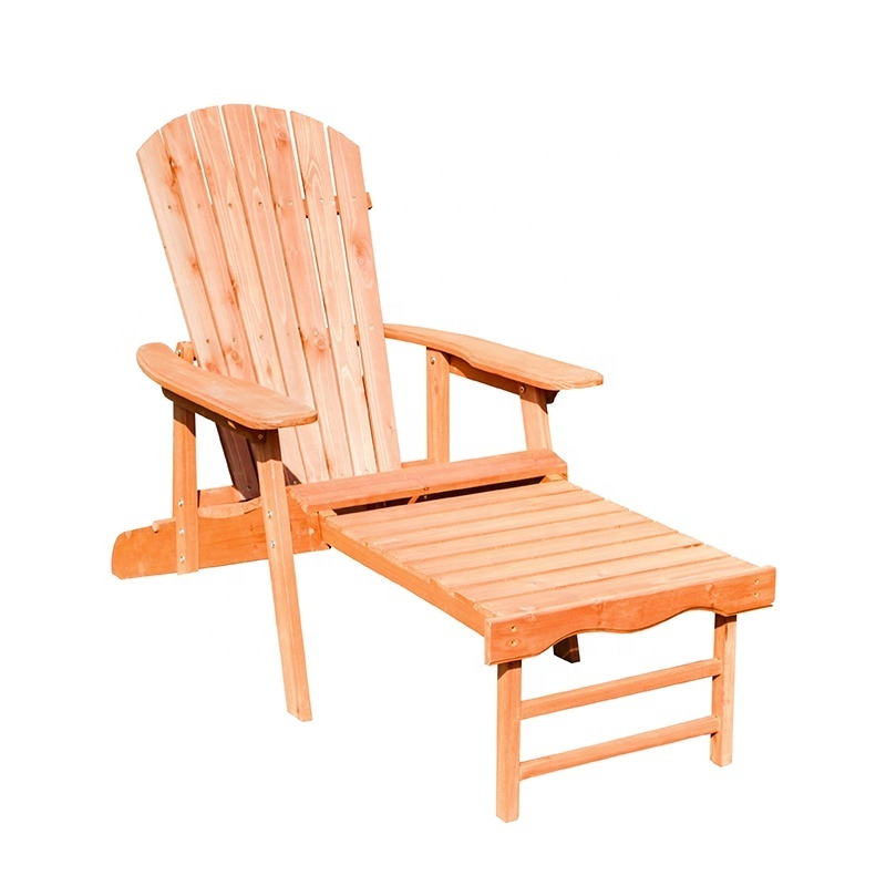 China supplier cheap patio garden fir wooden adirondack chair with pull out ottoman