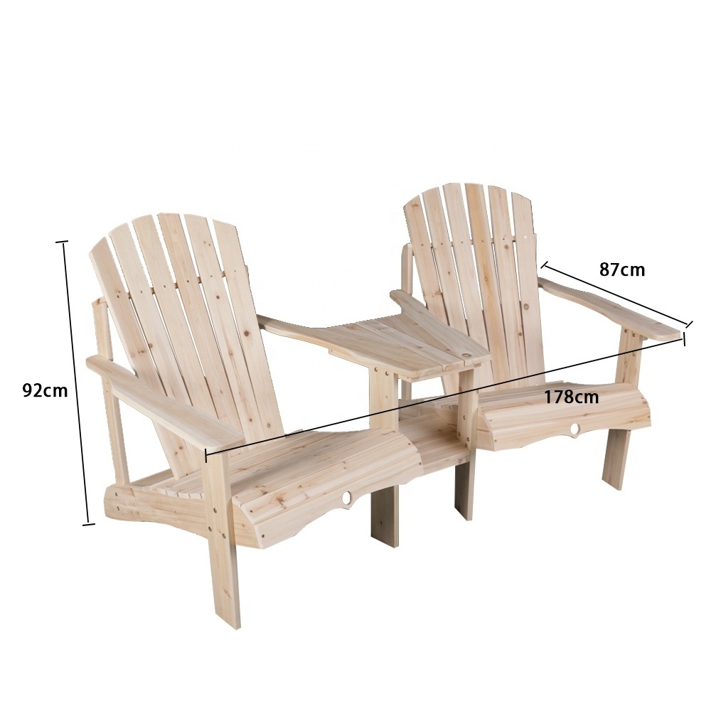 Customizable fir wood adirondack lounge chair outdoor wooden adirondack chair with cup holder