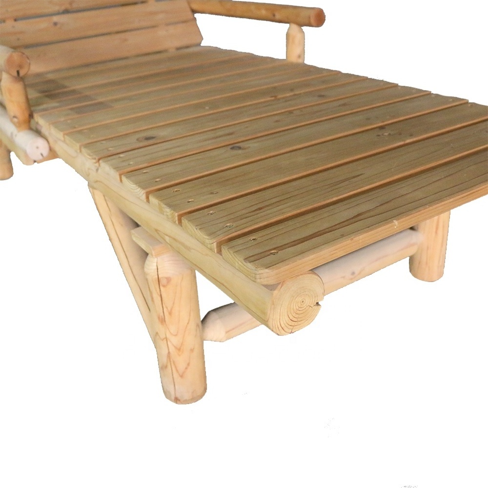 Log style outdoor  sun loungers garden wooden swimming sun loungers pool sun loungers