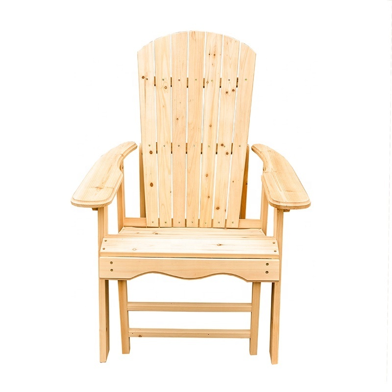 China supplier cheap patio garden fir wooden adirondack chair with pull out ottoman