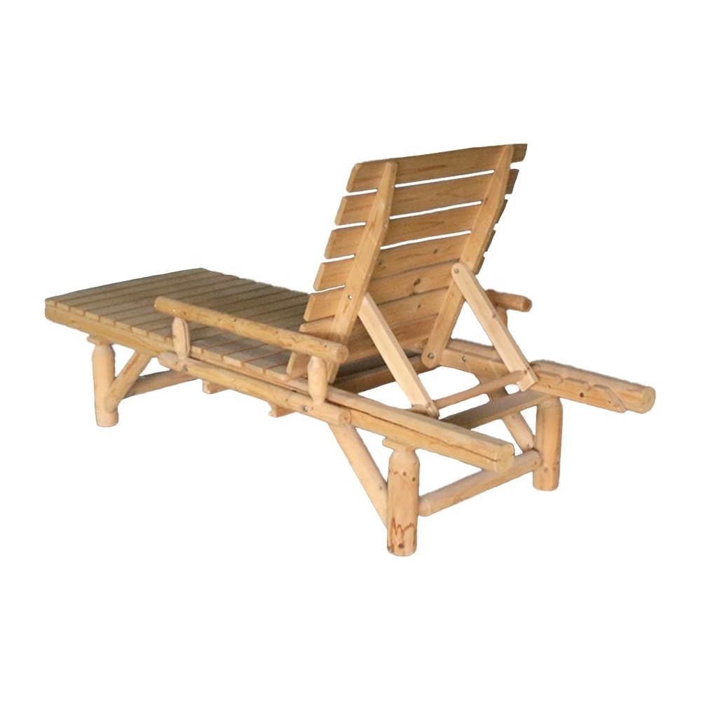 Log style outdoor  sun loungers garden wooden swimming sun loungers pool sun loungers