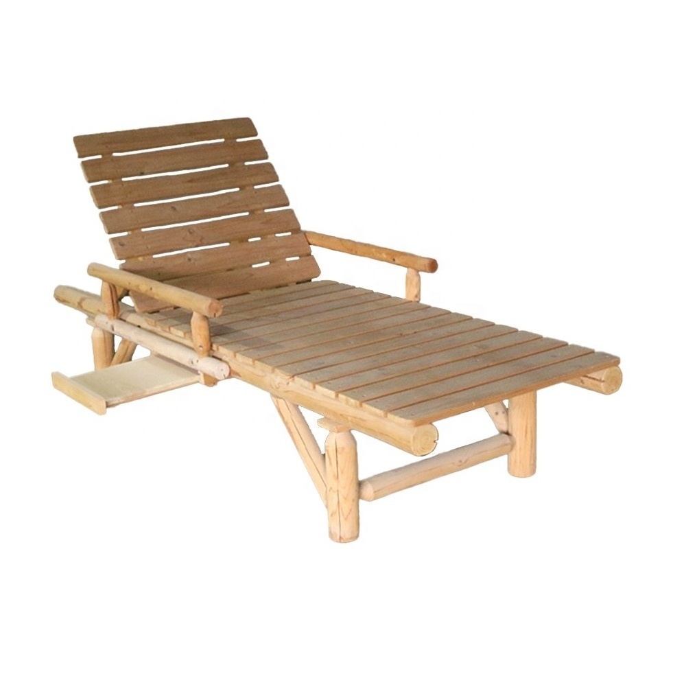 Log style outdoor  sun loungers garden wooden swimming sun loungers pool sun loungers