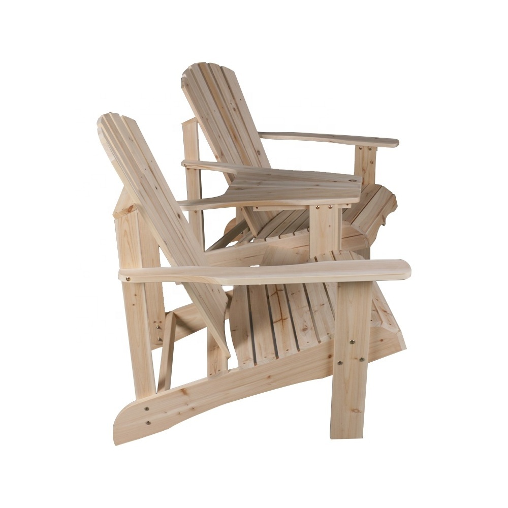 Customizable fir wood adirondack lounge chair outdoor wooden adirondack chair with cup holder