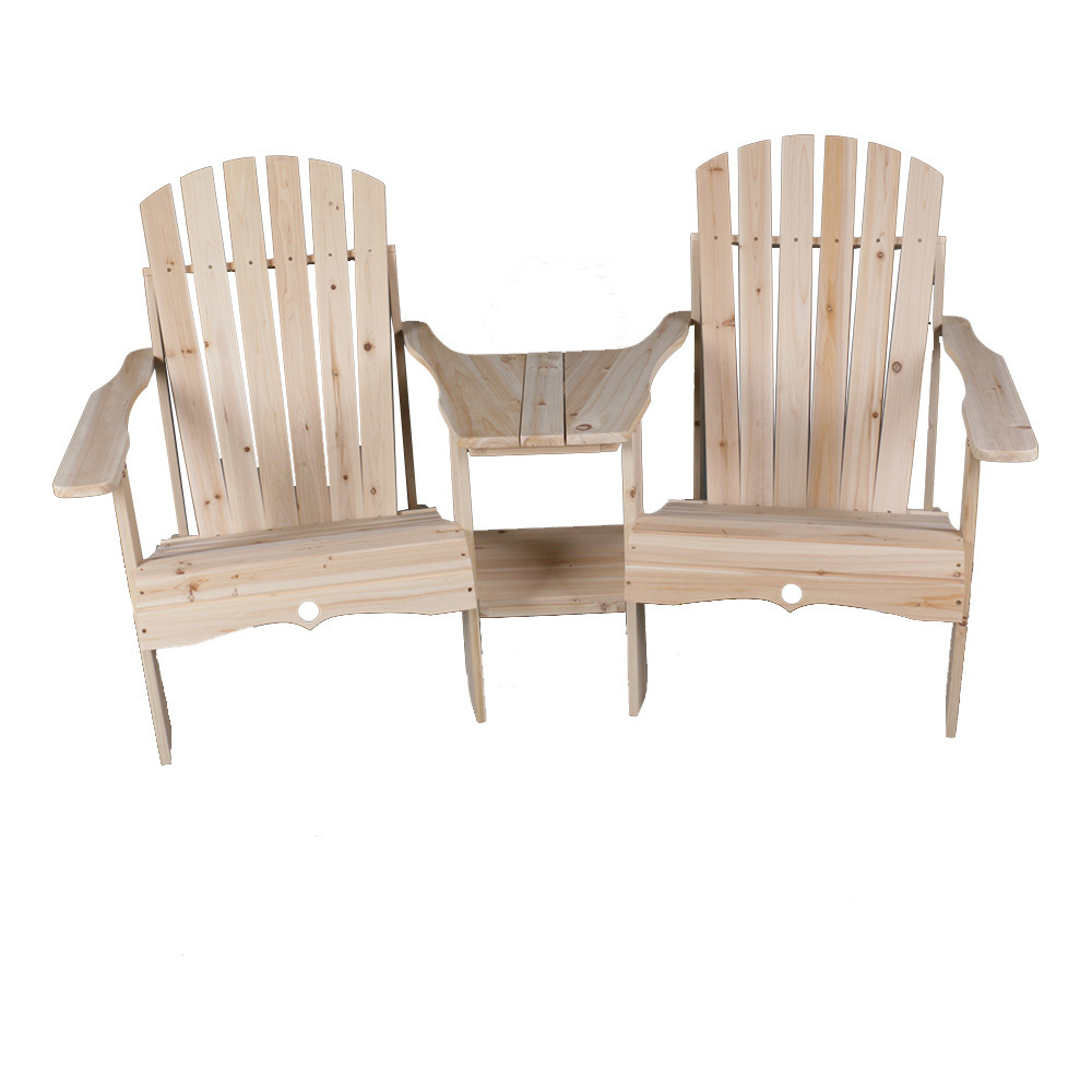 China supplier cheap wooden outdoor patio garden chair double wooden adirondack chair