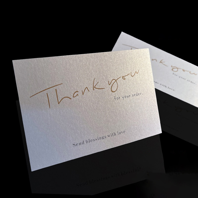 Wholesale free custom white card in stock logo printing order thank you paper card