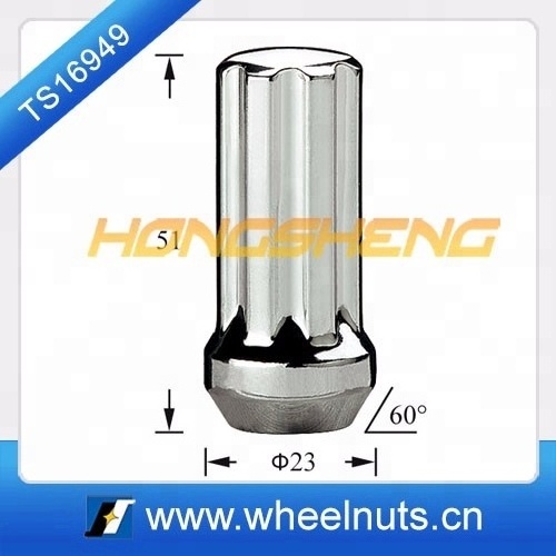 23mm diameter 51mm length long wheel spline lug nuts