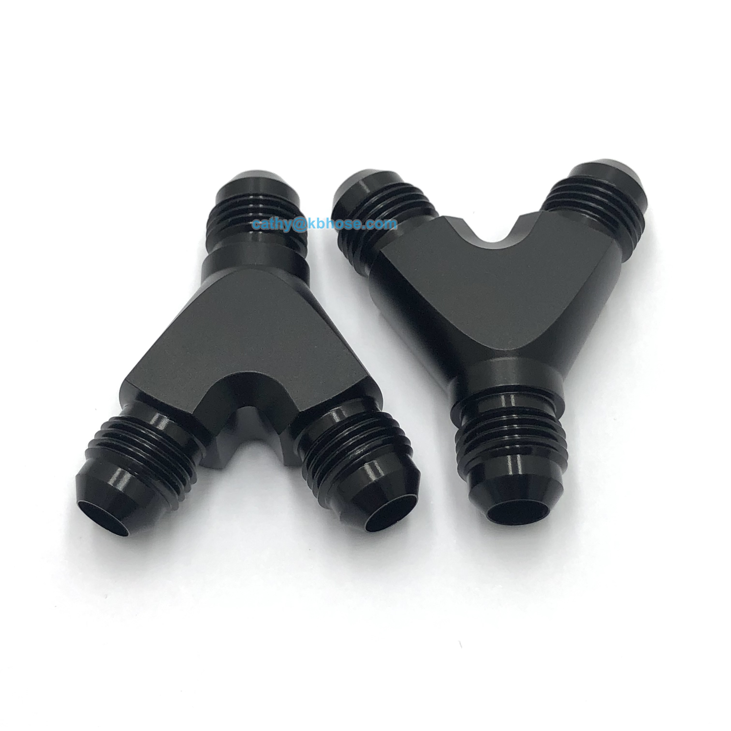 Aluminum Alloy Black AN6 6AN Fitting Y Block Adapter Fitting 3 Way Splitter Flare Male Fitting