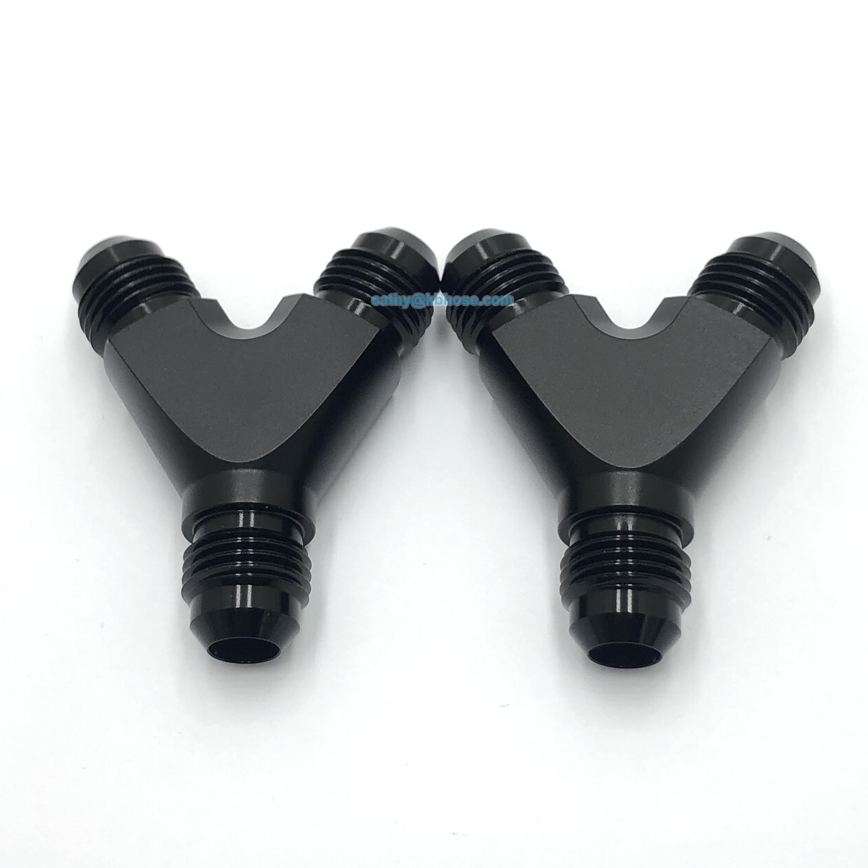 Aluminum Alloy Black AN6 6AN Fitting Y Block Adapter Fitting 3 Way Splitter Flare Male Fitting