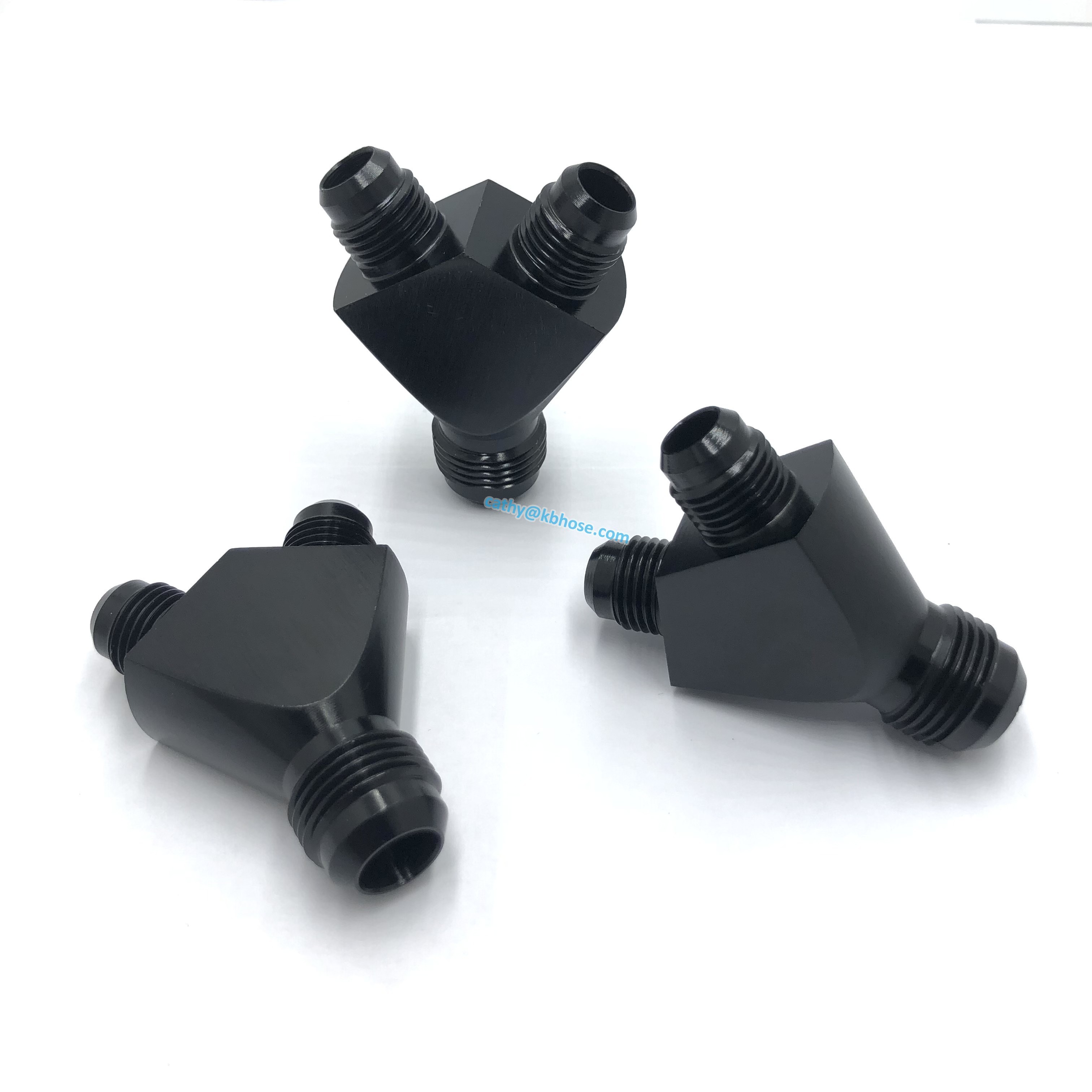 Aluminum Black AN8-2*AN6 Male Flare Thread 3-Way Y Block Splitter Fuel Fitting Junction Coupler Adapter