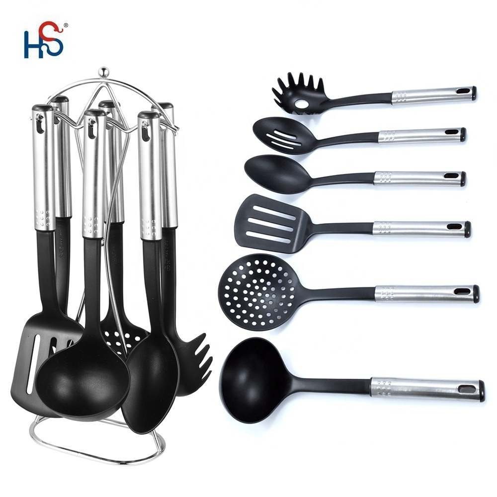 Home and Kitchen Gadgets Kitchen Accessories Food Safe  7 Piece Nylon Kitchen Utensil Set