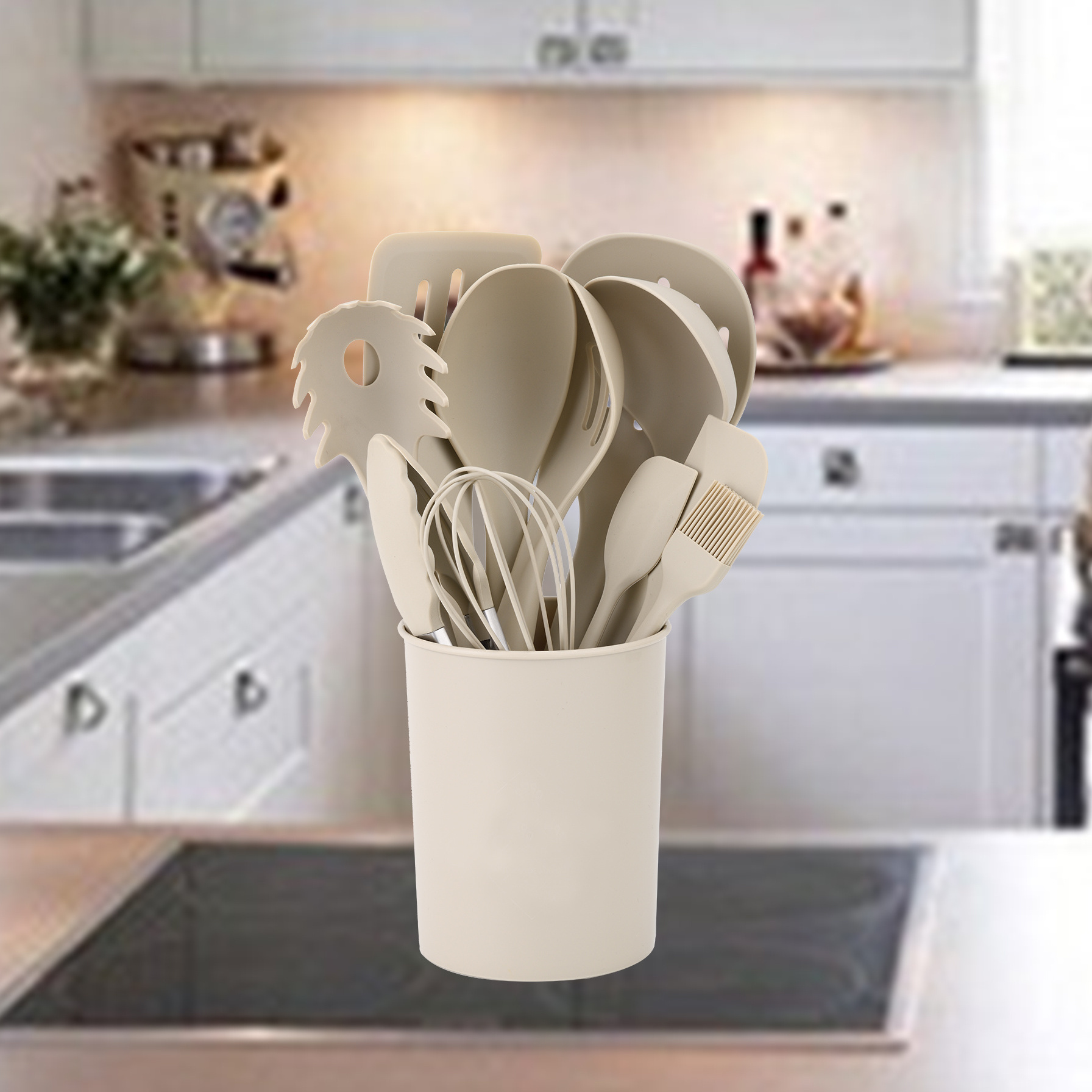 12 Pcs Kitchen Accessories Tools Kitchenware Cocina Cookware Utensil Set Silicone Cooking Utensils With Natural Wooden Handles