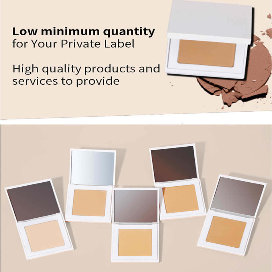 White Packaging High Quality Setting Powder Customized Logo Makeup Pressed Foundation Matte Compact Powder