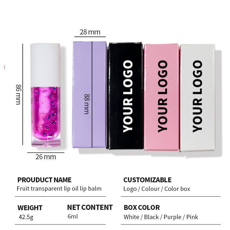 New Luxury Moisturizing Custom Transparent Lipstick Vegan Natural Organic Kids Lip Gloss Fruit Clear Lip Oil Private Label