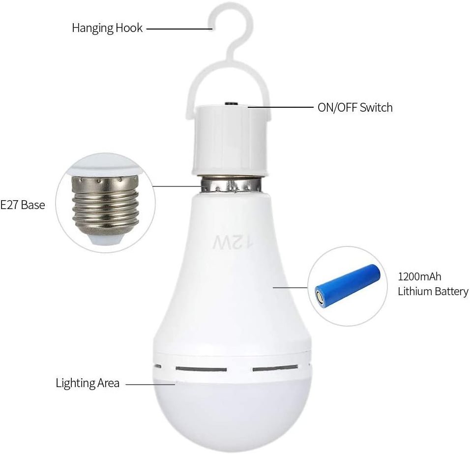 Rechargeable battery lighting lamp cheap brightness Led emergency power switch home camp emergency bulb light