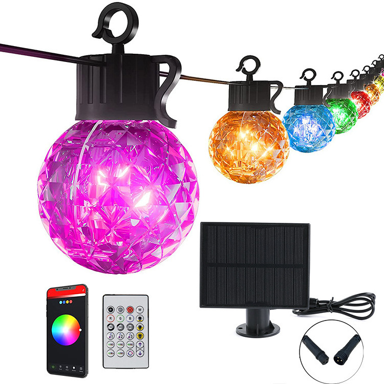 APP music sync multicolor christmas party garland solar powered garden waterproof led outdoor string lights