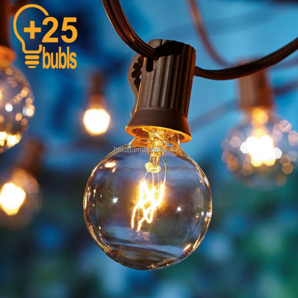 25ft Hanging 25 Shatterproof LED Edison Bulb Waterproof G40 Globe Bistro string Lights for Backyard