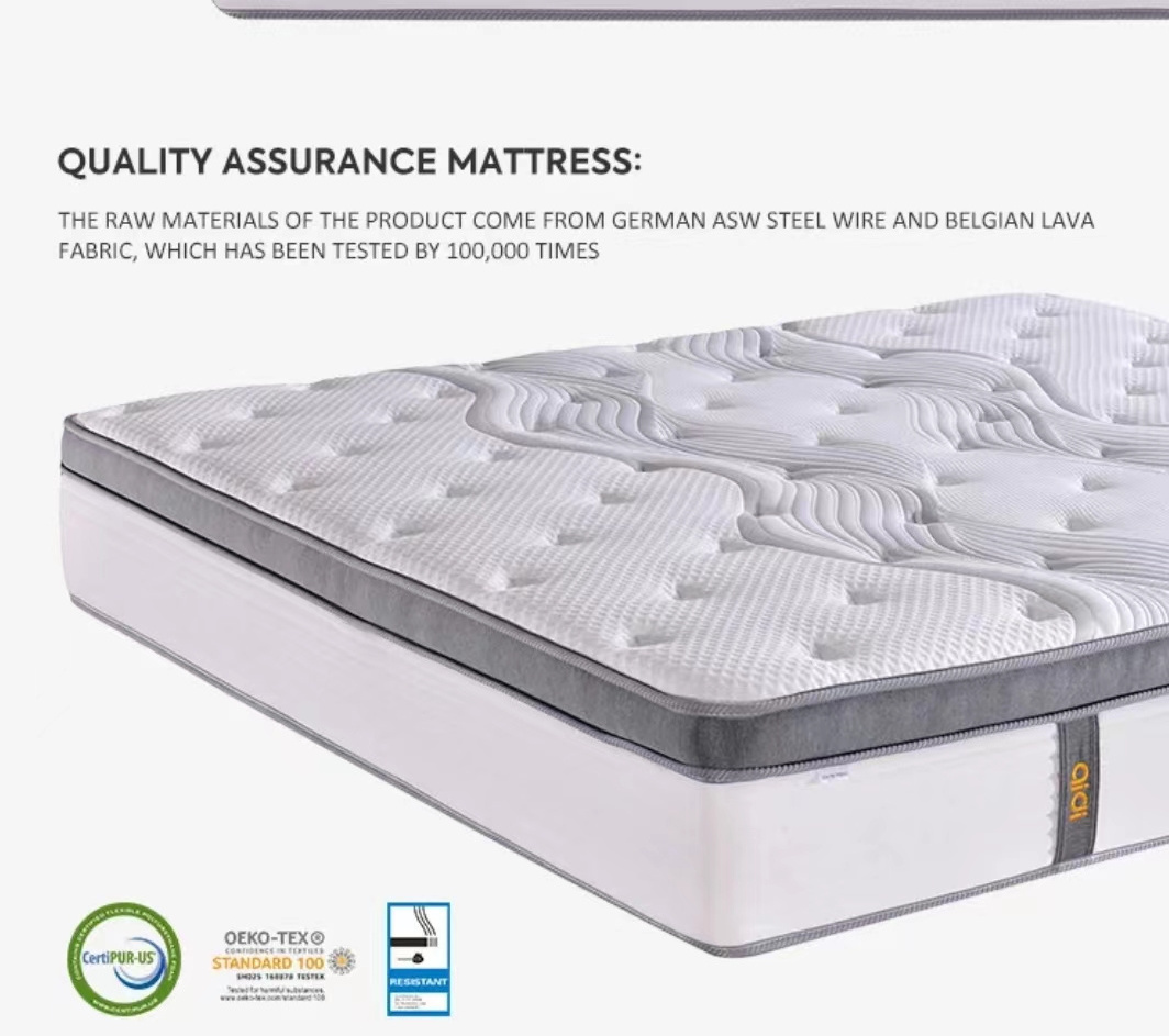 Luxury Queen King Matelas 12 inch 7 Zone Pocket Coil Latex Spring Memory Foam Mattress